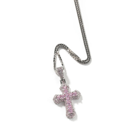 Pink Mini Cross Necklace