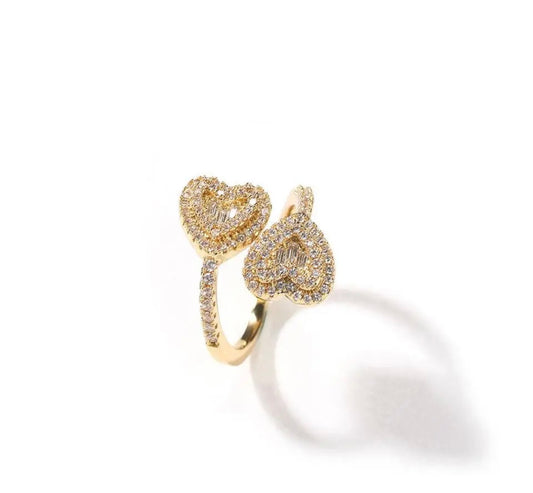 Boomerang Diamond Heart Ring "Gold"