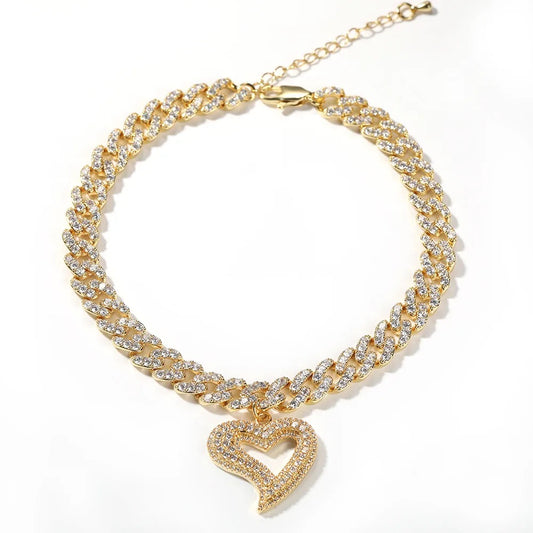 Dangly Heart Anklet "Gold"