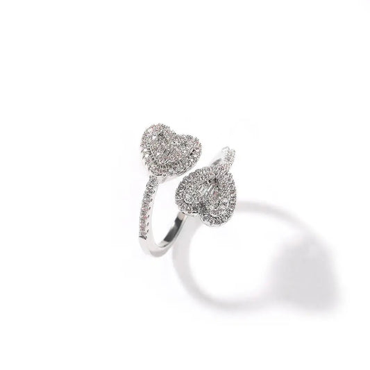 Boomerang Diamond Heart Ring "Silver"