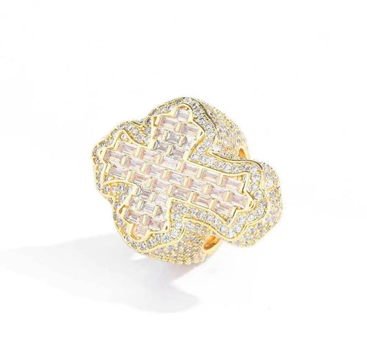 Gold Chrome Cross Ring