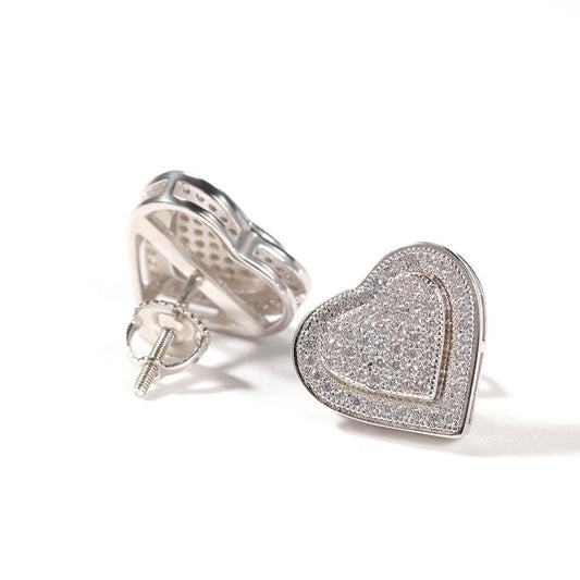 Double Heart Earrings ''Silver''