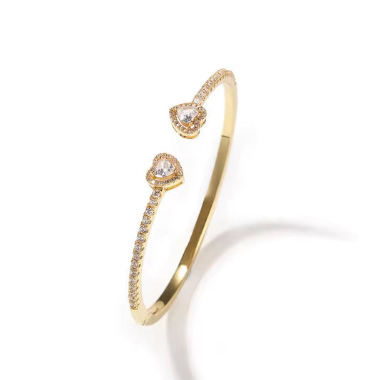 Gold Hearted Cuff Bracelet